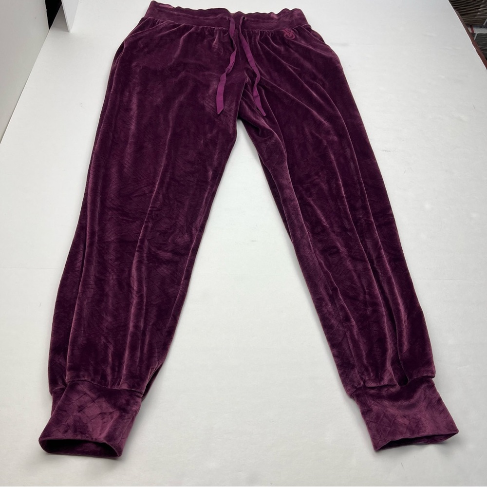 Victoria's Secret Plush Velour Textured Jogger Pant Plum Purple Size Small *FLAW